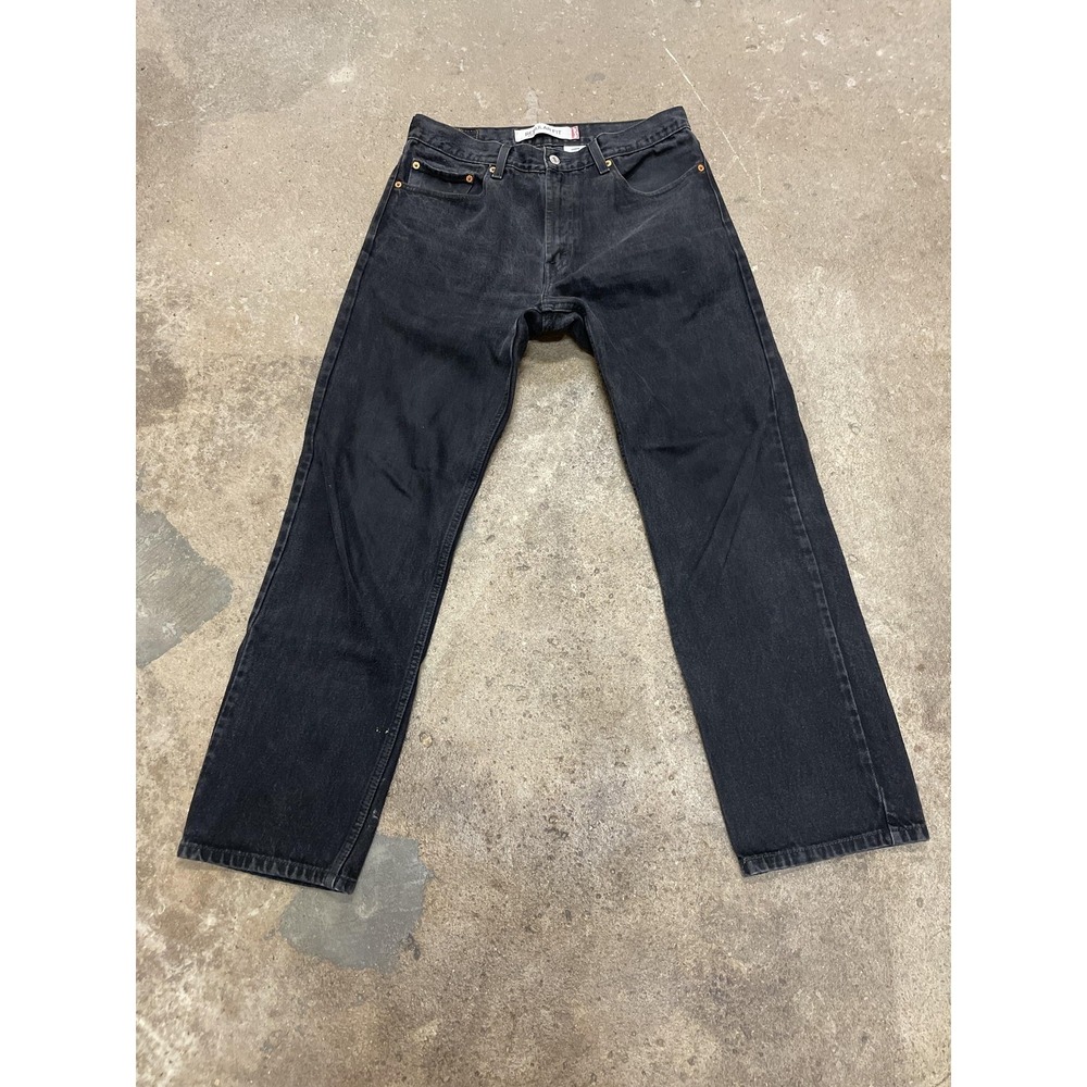 Levis 505 Jeans Mens 34x32 Black Denim Regular Fit Straight Leg Zip Fly Red Tab